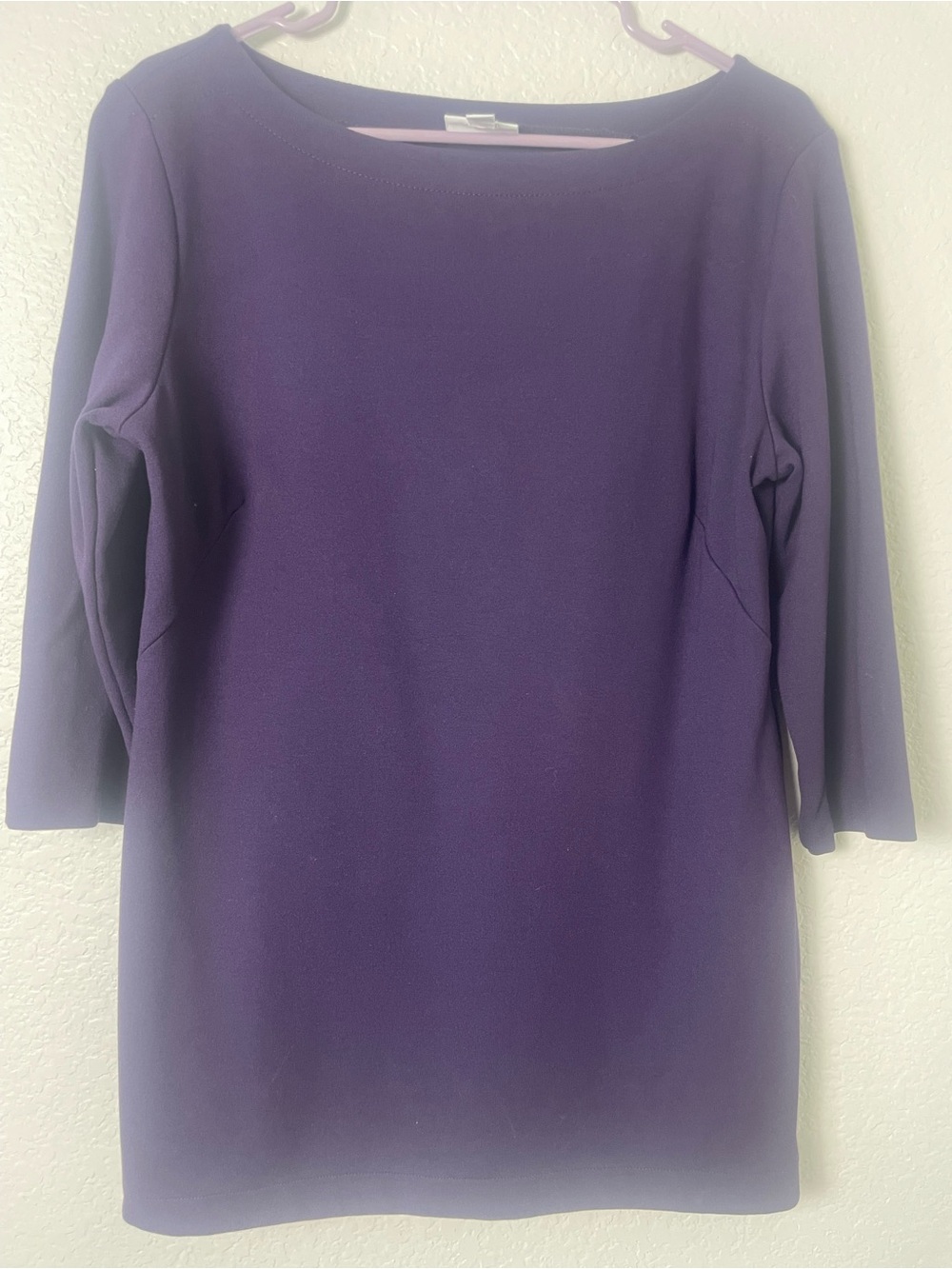 J.Jill PureJill Purple Tunic Top Size L 3/4 Sleeve Boat Neck